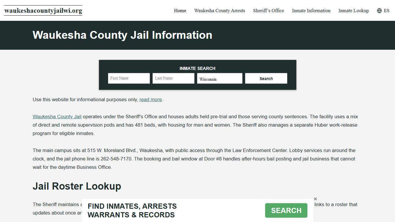 Waukesha County, WI Jail Roster, Inmate Info